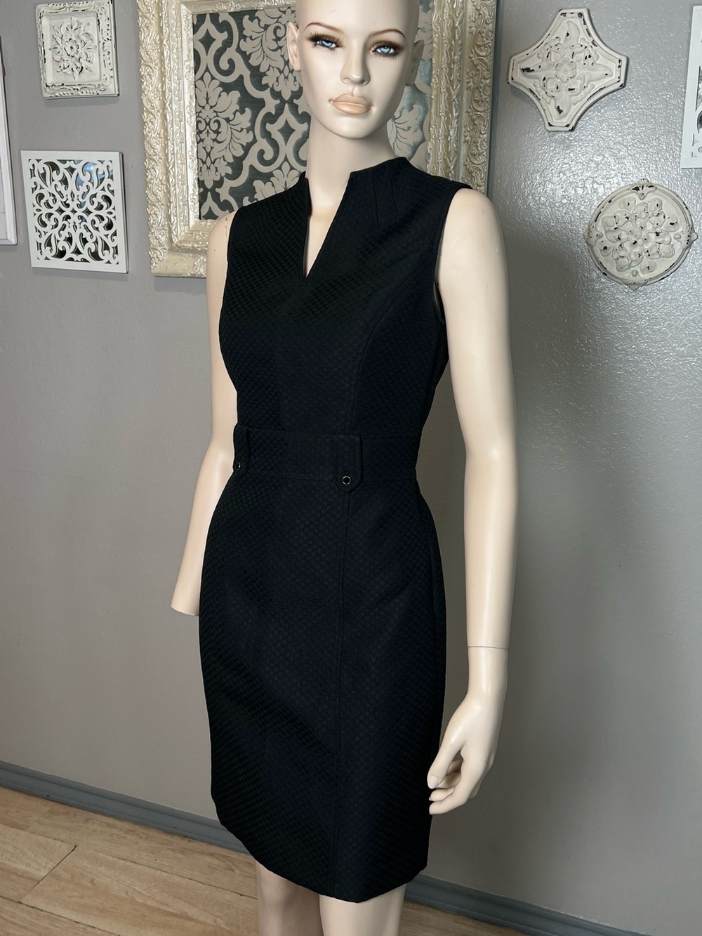 Classic Black Sleeveless Sheath Dress by Tahari